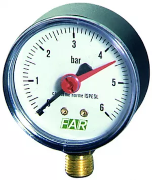 Манометр 1/4"(радиальное соед.), 0-6 бар, 20-80 °c, o 63 мм, FA 2500 R06